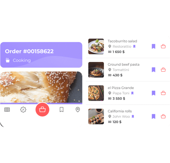 Mobile applications for fast-order food in various restaurants